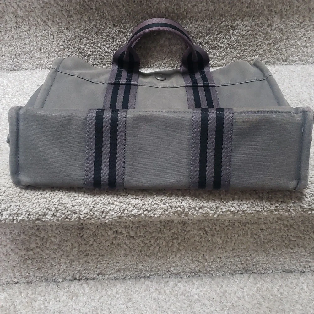 Stylish Gray Hermes Canvas Tote Bag Small